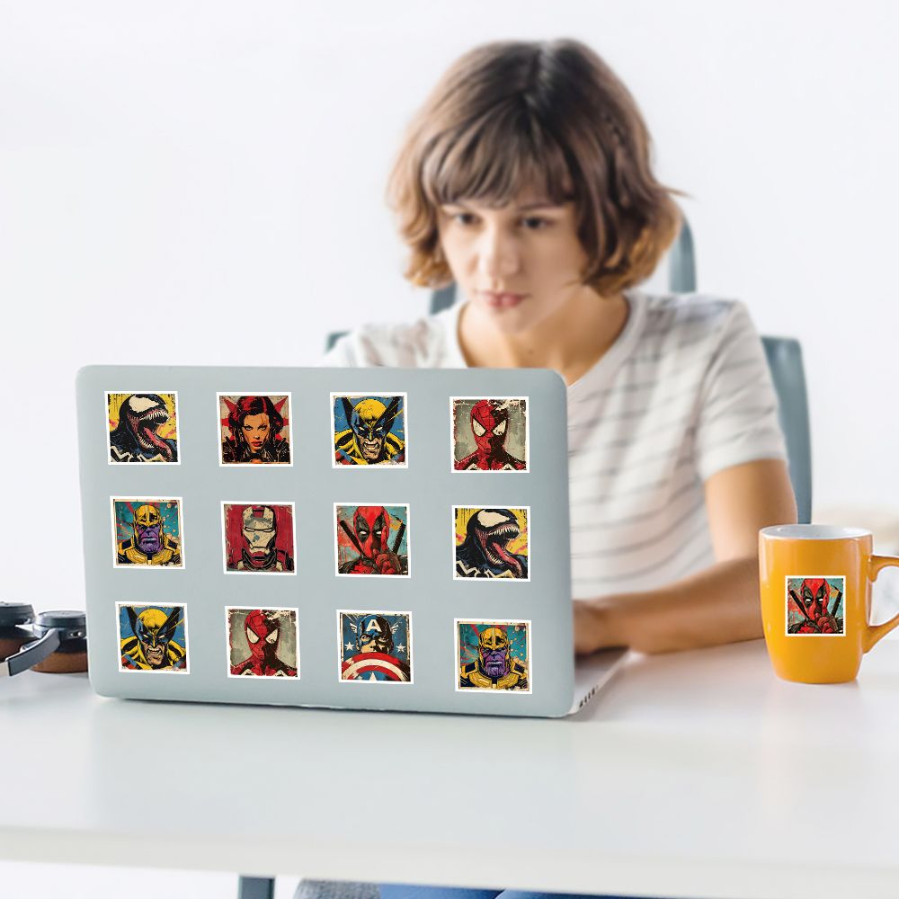 Super Heroes Adhesive Roll (1000 Stickers) - Spider-M, Iron M, Design for Sealing & Decor