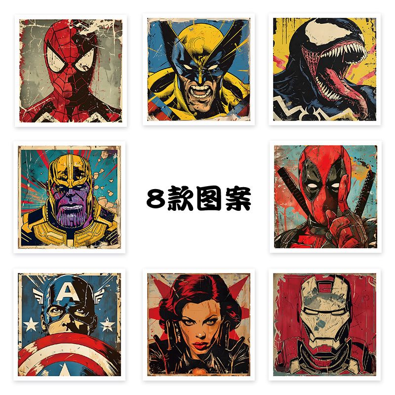 Super Heroes Adhesive Roll (1000 Stickers) - Spider-M, Iron M, Design for Sealing & Decor