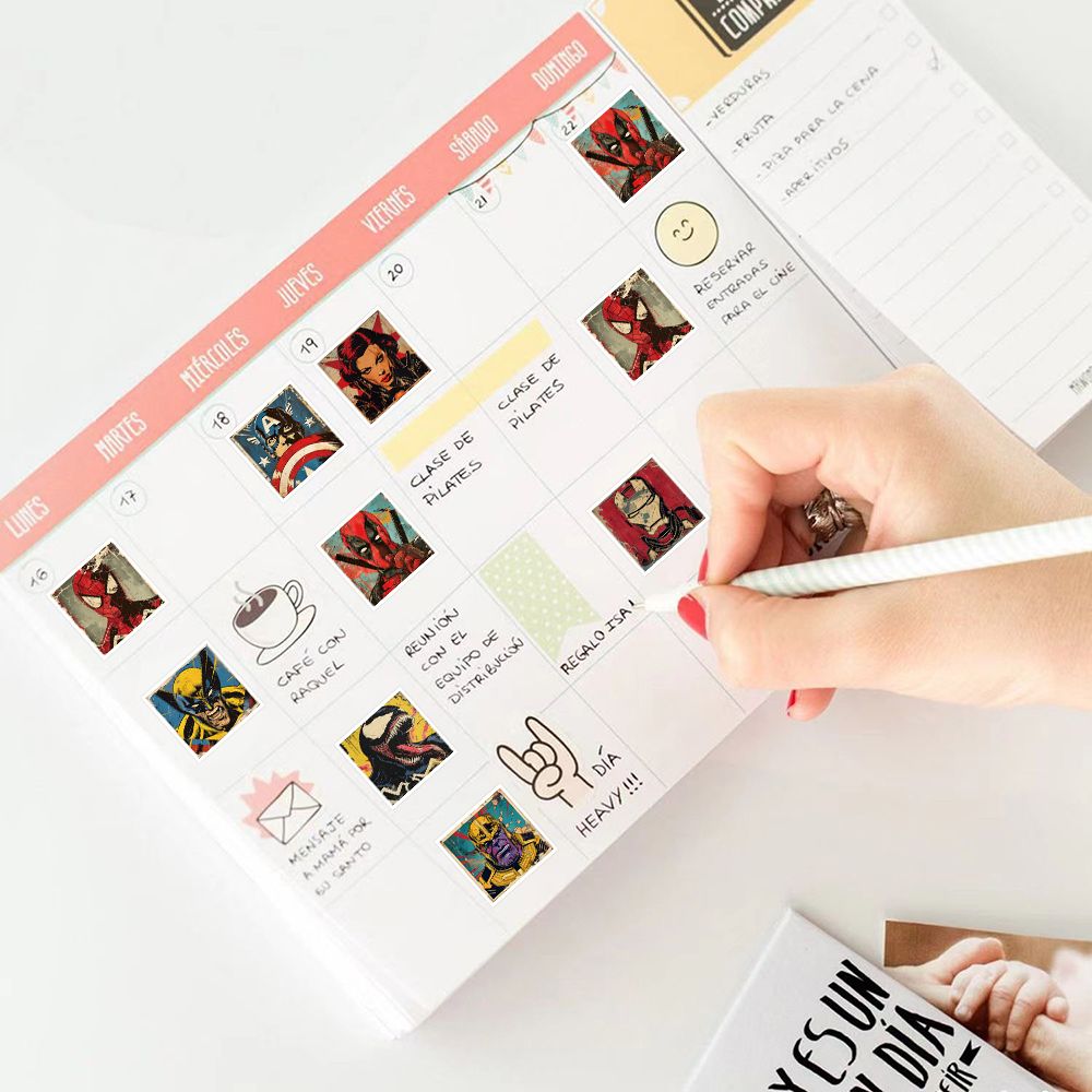 Super Heroes Adhesive Roll (1000 Stickers) - Spider-M, Iron M, Design for Sealing & Decor