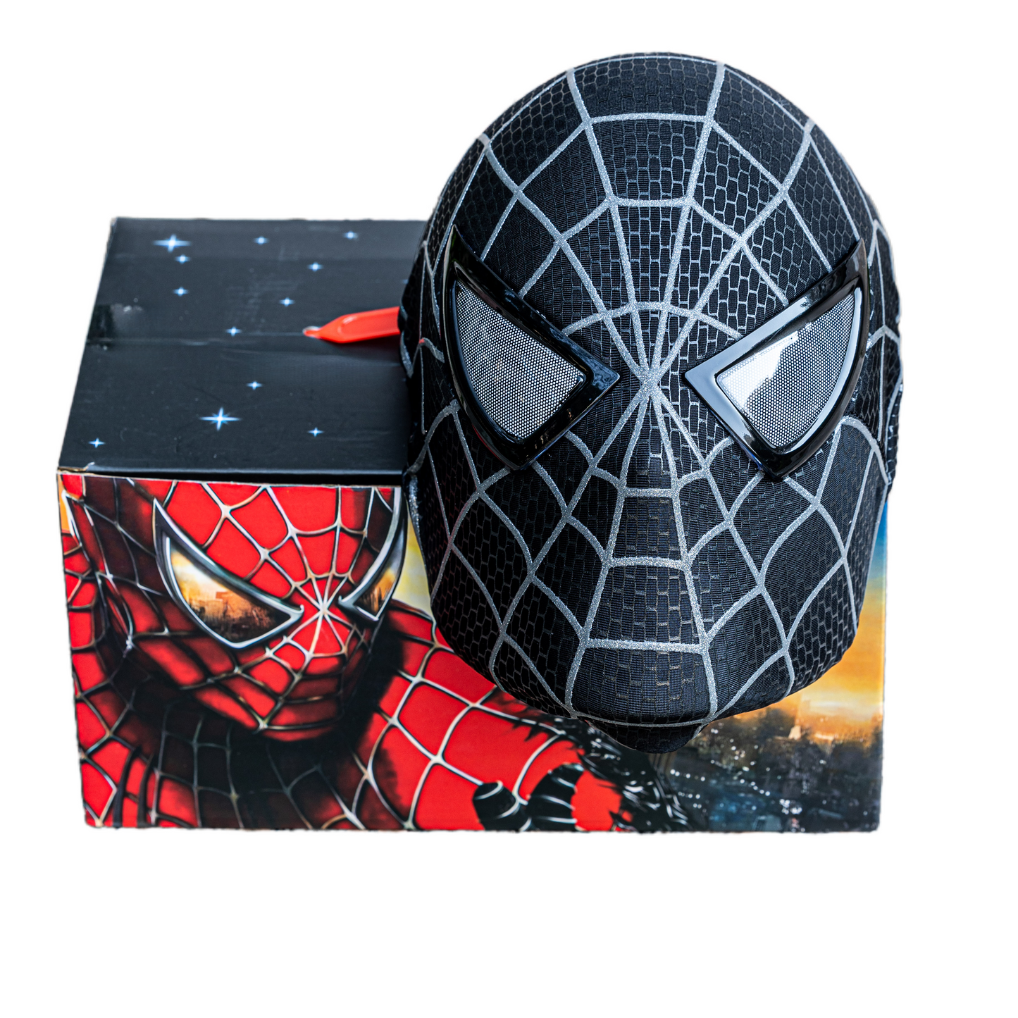 Spider-M Mask, costume prop touch control Mask with Moving Light Up eyes, Halloween Party Gifts Birthday Christmas Gift(red)