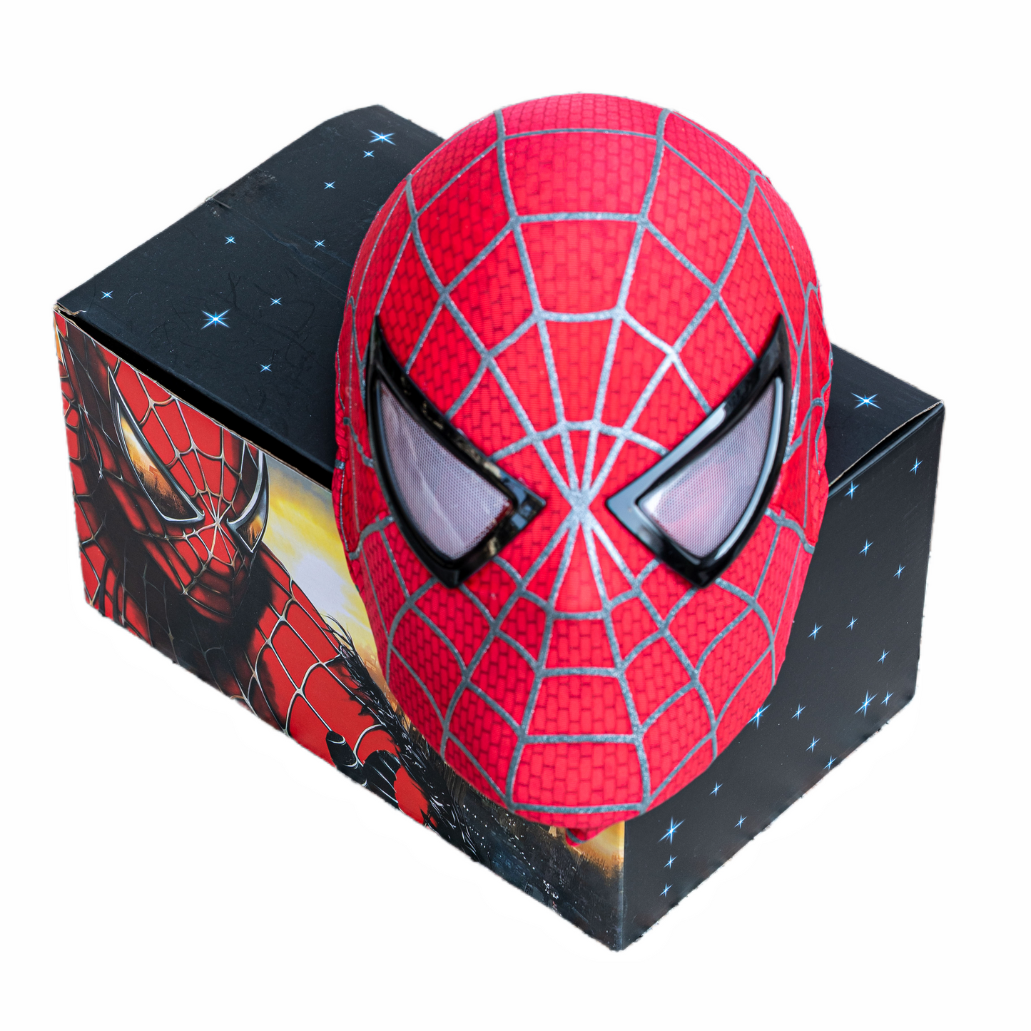 Spider-M Mask, costume prop touch control Mask with Moving Light Up eyes, Halloween Party Gifts Birthday Christmas Gift(red)