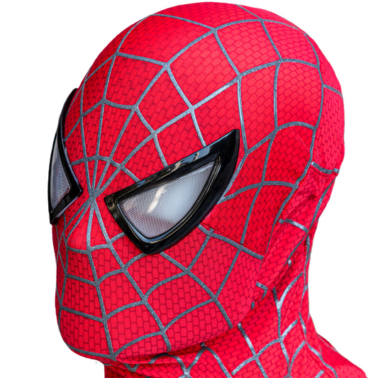 Spider-M Mask, costume prop touch control Mask with Moving Light Up eyes, Halloween Party Gifts Birthday Christmas Gift(red)