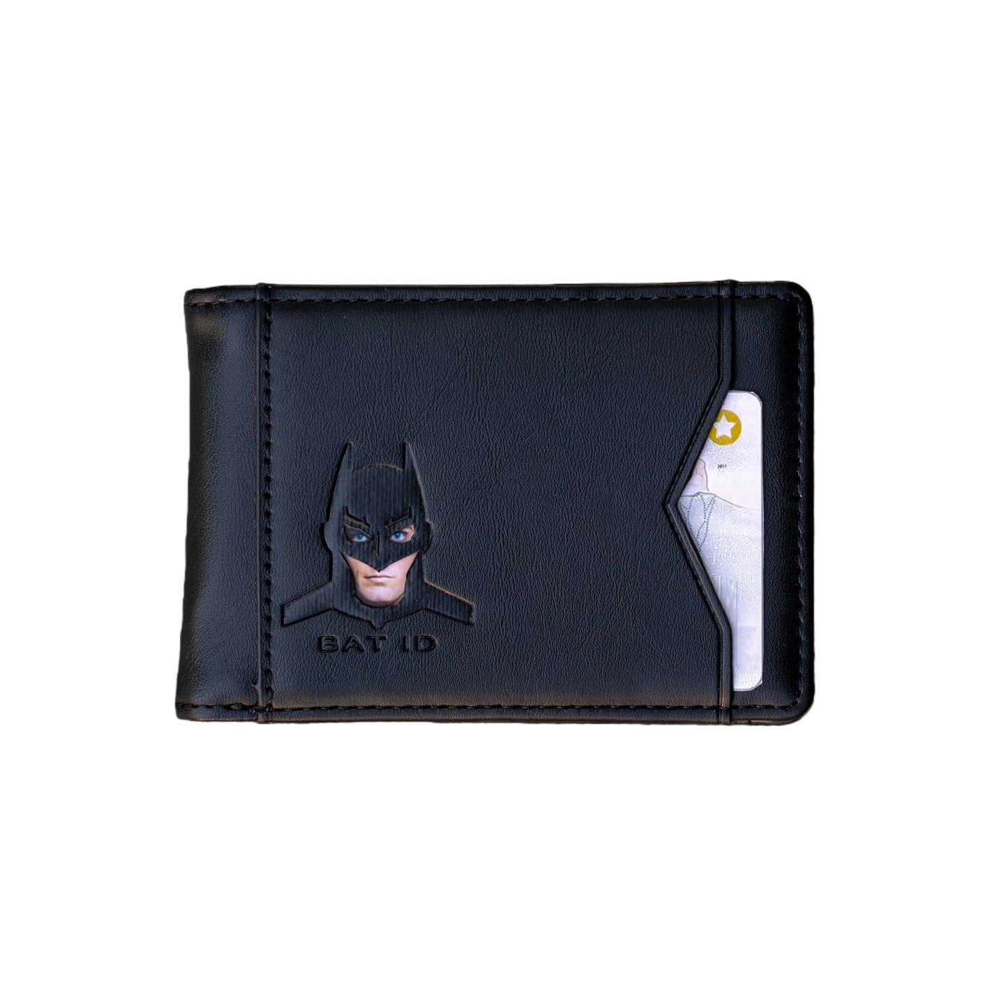 BAT ID Leather RFID Wallet - Stylish Superhero Design Durable Bifold Wallet with Multiple Card Slots Cash Compartment and Iconic Logo Gift 1 Piece, gift for Father's Day, Mother's Day, Thanksgiving, Christmas and Valentine's Day